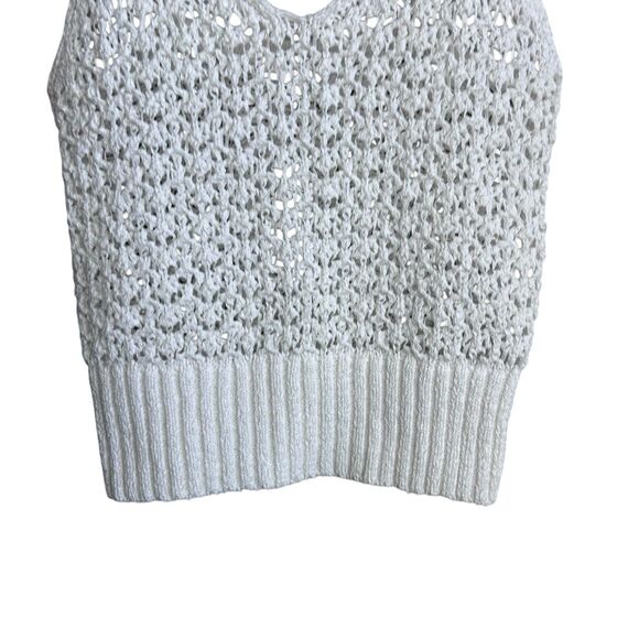 J. Crew Crochet Tank Top Womens Medium White Pointelle Knit Boho Beachy New - Picture 3 of 8